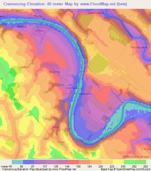 Cremenciug,Moldova Elevation Map