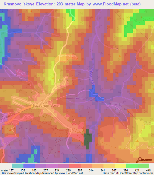 Krasnovol'skoye,Russia Elevation Map