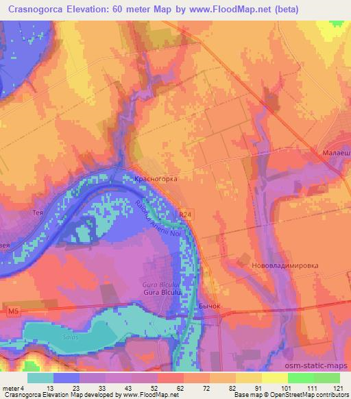 Crasnogorca,Moldova Elevation Map