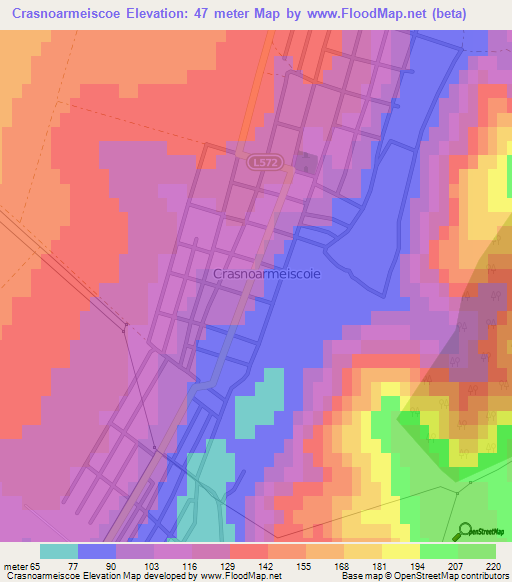 Crasnoarmeiscoe,Moldova Elevation Map