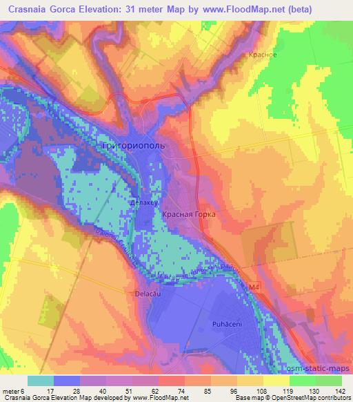 Crasnaia Gorca,Moldova Elevation Map