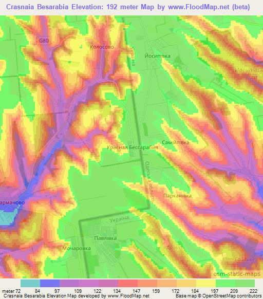 Crasnaia Besarabia,Moldova Elevation Map