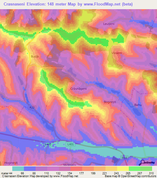 Crasnaseni,Moldova Elevation Map