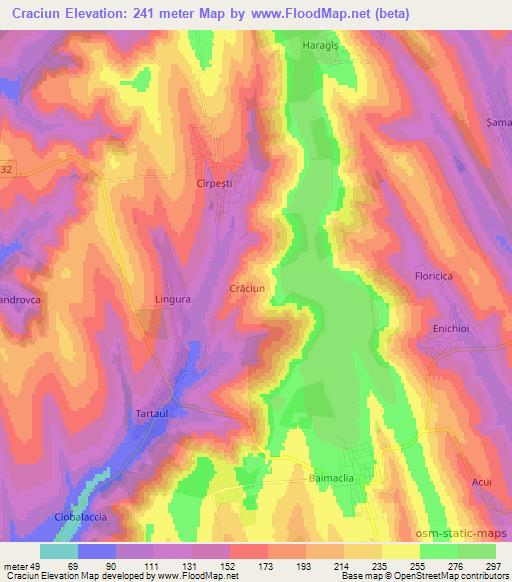 Craciun,Moldova Elevation Map