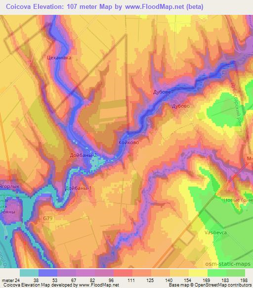 Coicova,Moldova Elevation Map