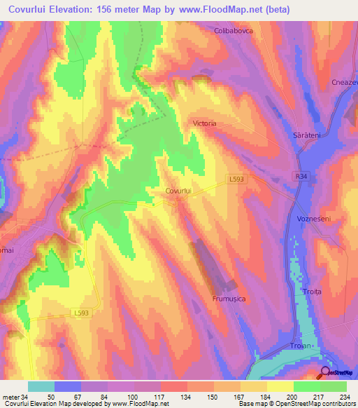 Covurlui,Moldova Elevation Map