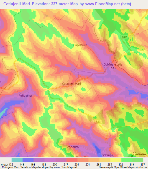 Cotiujenii Mari,Moldova Elevation Map