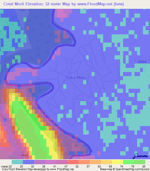 Cotul Morii,Moldova Elevation Map