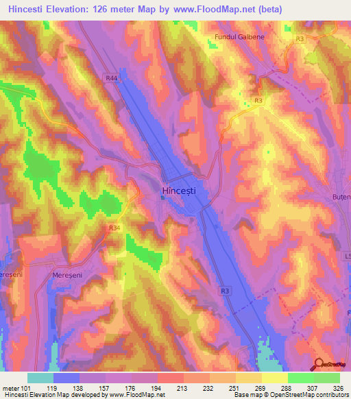 Hincesti,Moldova Elevation Map