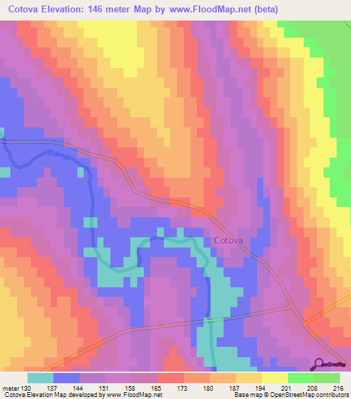 Cotova,Moldova Elevation Map