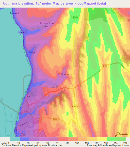 Cotihana,Moldova Elevation Map