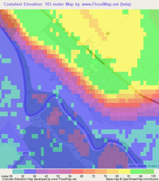 Costuleni,Moldova Elevation Map