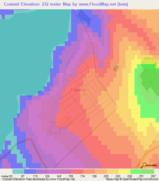 Costesti,Moldova Elevation Map