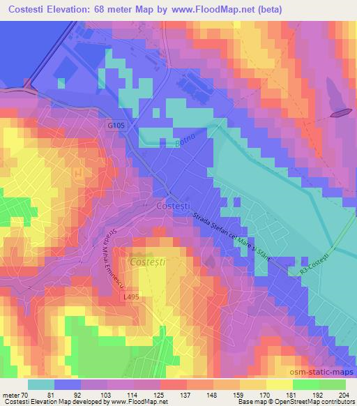 Costesti,Moldova Elevation Map