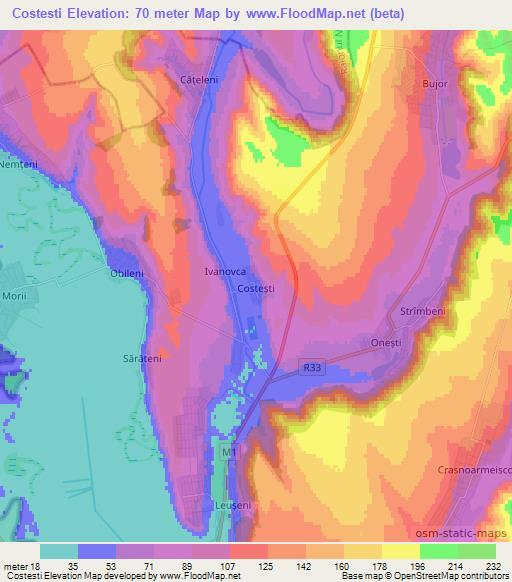 Costesti,Moldova Elevation Map