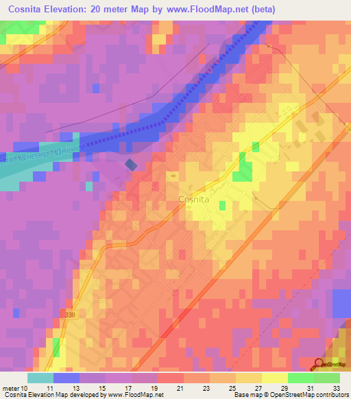 Cosnita,Moldova Elevation Map