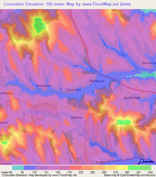 Coscodeni,Moldova Elevation Map