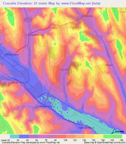 Coscalia,Moldova Elevation Map