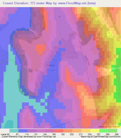 Coseni,Moldova Elevation Map