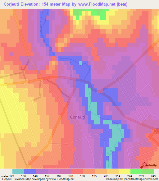 Corjeuti,Moldova Elevation Map