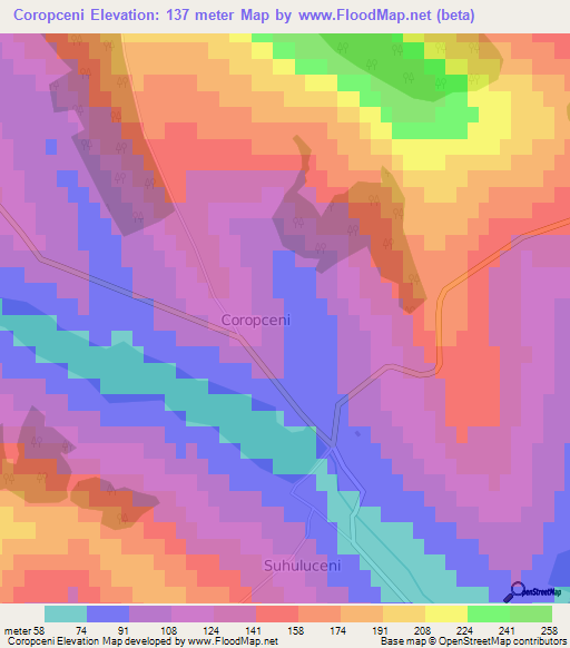 Coropceni,Moldova Elevation Map