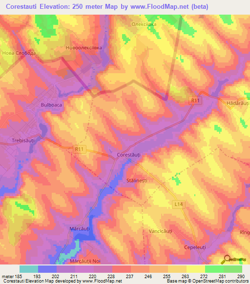 Corestauti,Moldova Elevation Map