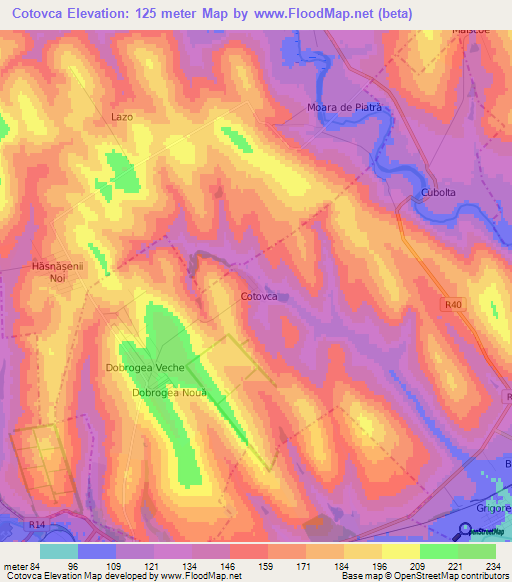 Cotovca,Moldova Elevation Map