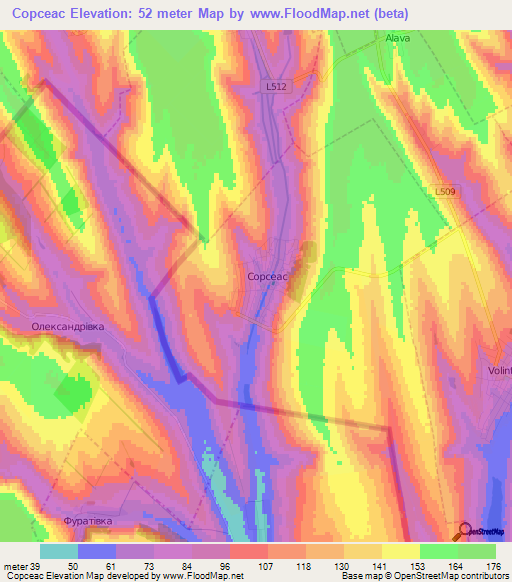 Copceac,Moldova Elevation Map