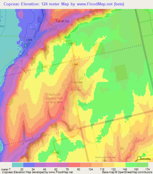 Copceac,Moldova Elevation Map