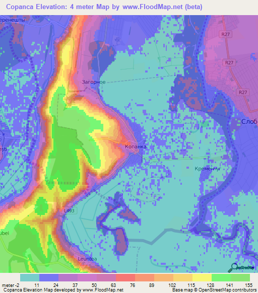 Copanca,Moldova Elevation Map