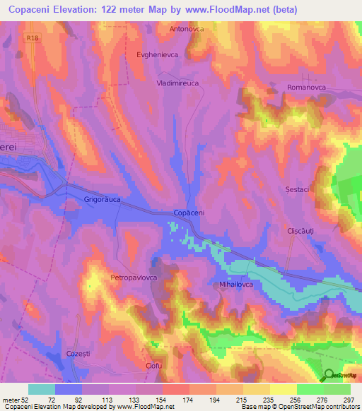 Copaceni,Moldova Elevation Map