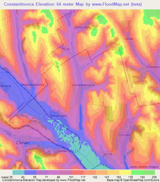 Constantinovca,Moldova Elevation Map