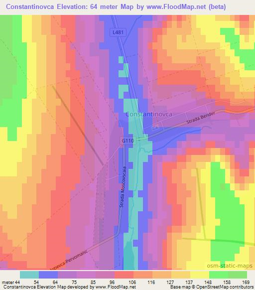 Constantinovca,Moldova Elevation Map