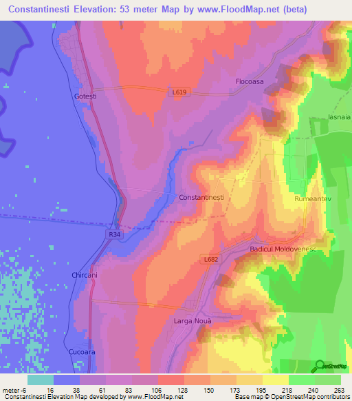 Constantinesti,Moldova Elevation Map