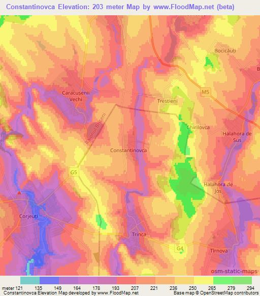 Constantinovca,Moldova Elevation Map