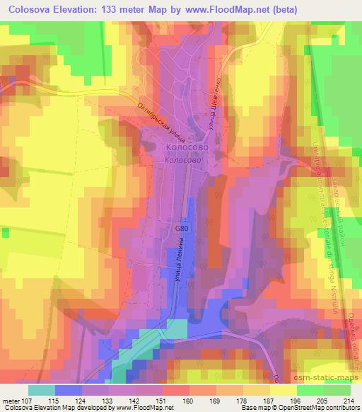 Colosova,Moldova Elevation Map