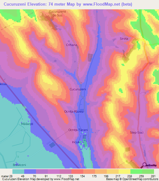 Cucuruzeni,Moldova Elevation Map