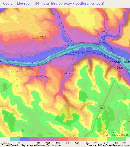 Codreni,Moldova Elevation Map