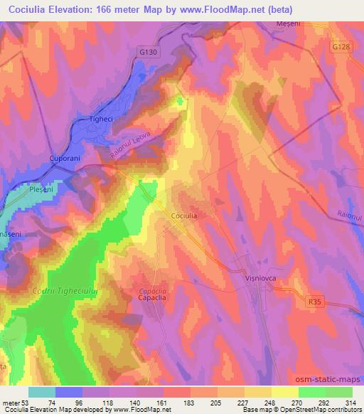 Cociulia,Moldova Elevation Map