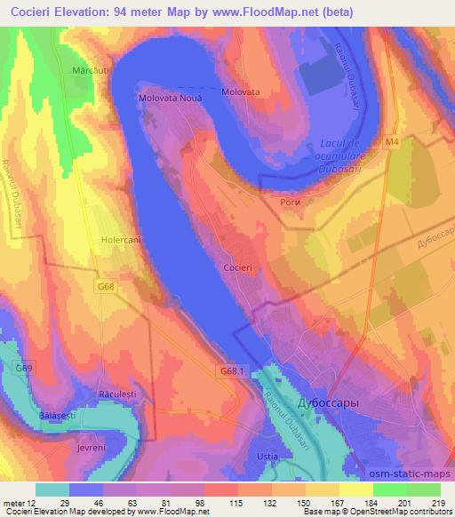 Cocieri,Moldova Elevation Map