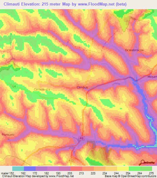 Climauti,Moldova Elevation Map