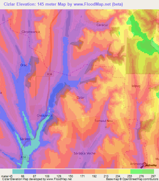 Cizlar,Moldova Elevation Map