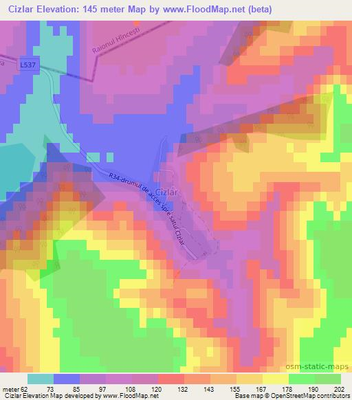 Cizlar,Moldova Elevation Map