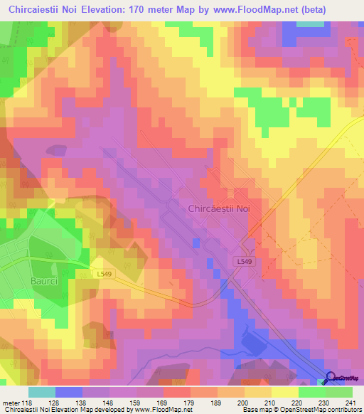 Chircaiestii Noi,Moldova Elevation Map