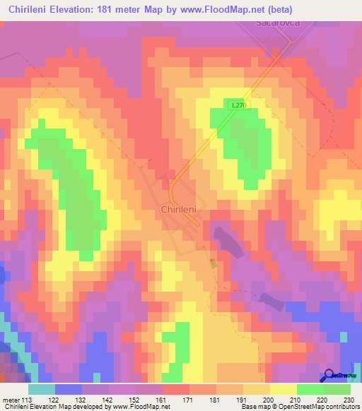 Chirileni,Moldova Elevation Map