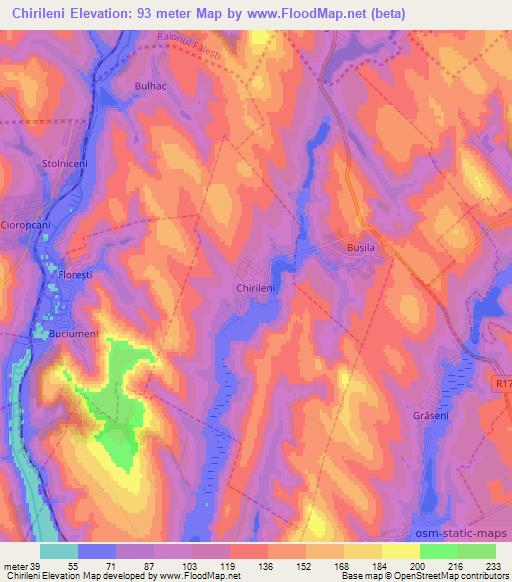 Chirileni,Moldova Elevation Map