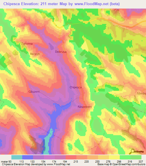 Chipesca,Moldova Elevation Map