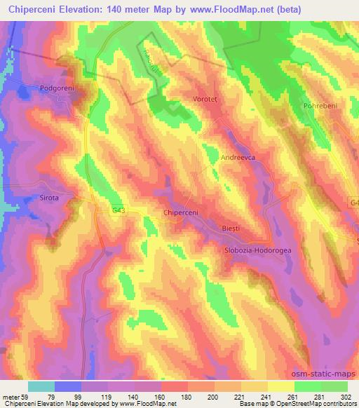 Chiperceni,Moldova Elevation Map