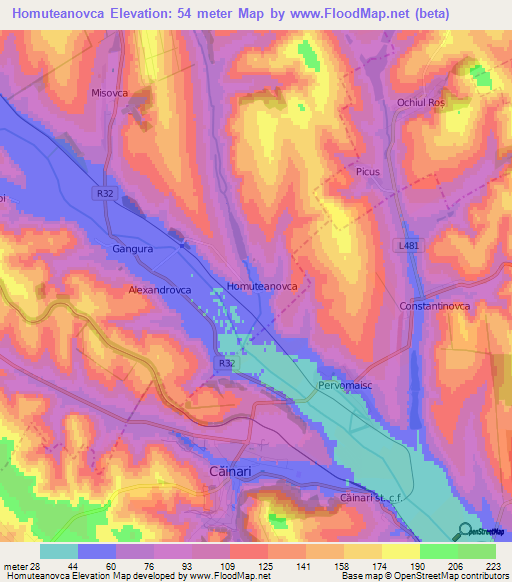 Homuteanovca,Moldova Elevation Map