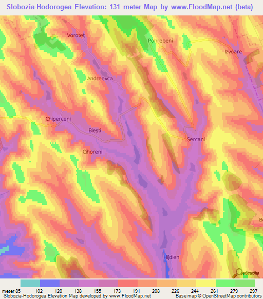 Slobozia-Hodorogea,Moldova Elevation Map